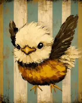 Chick's First Flight - Chicken Art Prints - 8"x10" Artwork for 11"x14" Frame