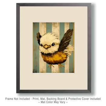 Chick's First Flight - Chicken Art Prints - 8"x10" Artwork for 11"x14" Frame