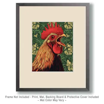 Rooster's Crow - Chicken Art Prints - 8"x10" Artwork for 11"x14" Frame