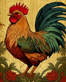 VIntage Art Rooster - Chicken Art Prints - 8"x10" Artwork for 11"x14" Frame