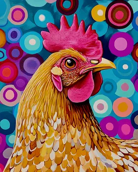 Pop Art Chicken - Chicken Art Prints - 8"x10" Artwork for 11"x14" Frame