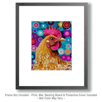 Pop Art Chicken - Chicken Art Prints - 8"x10" Artwork for 11"x14" Frame