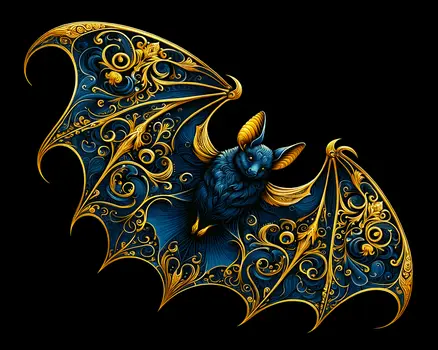 Flying Bat Filigree Wildlife Art Prints - 8"x10" Artwork for 11"x14" Frame