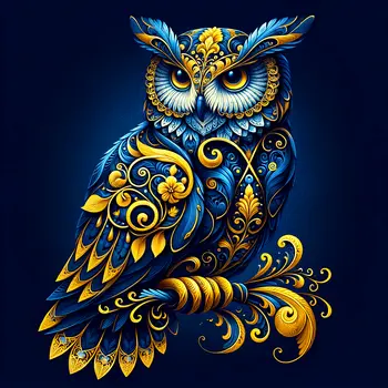 Owl Filigree Wildlife Art Prints - 8"x8" Artwork for 12"x12" Frame