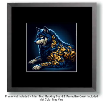 Wolf Filigree Wildlife Art Prints - 8"x8" Artwork for 12"x12" Frame