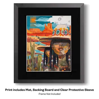 Spirit Twins - Turn Up the Volume; Southwestern Colorful Tones - 8"x10" Artwork for 11"x14" Frame