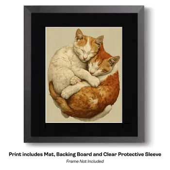 Hamsters Cuddling, Happy Hamsters - Pets Sleeping Art Prints – 8″x10″ Artwork for 11″x14″ Frame