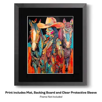 Spirit Twins - Turn Up the Volume; Southwestern Colorful Tones - 8"x10" Artwork for 11"x14" Frame