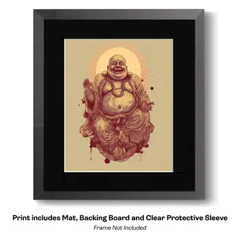 Buddha Boy - Zen Art for Meditation Home Decor Wall Art Prints – 8″x10″ Artwork – 11″x14″ Beveled Mat