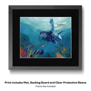 Vintage Scuba Diver 8”x10” Art Print