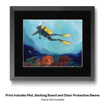 Vintage Scuba Diver 8”x10” Art Print