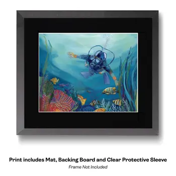 Vintage Scuba Diver 8”x10” Art Print