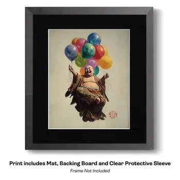 Buddha Boy - Zen Art for Meditation Home Decor Wall Art Prints – 8″x10″ Artwork – 11″x14″ Beveled Mat