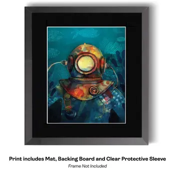 Vintage Scuba Diver 8”x10” Art Print