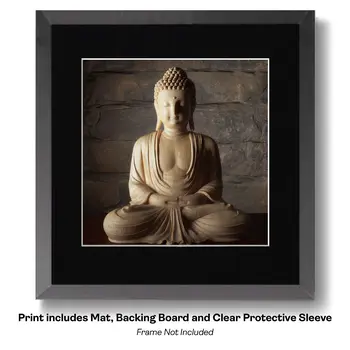 Buddha Boy - Zen Art for Meditation Home Decor Wall Art Prints – 8″x10″ Artwork – 11″x14″ Beveled Mat