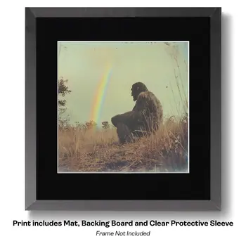 Bigfoot Training His Dog - Cryptids  8"x8" Artwork for 12"x12" Frame