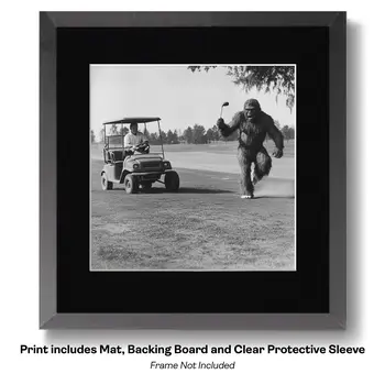 Bigfoot Training His Dog - Cryptids  8"x8" Artwork for 12"x12" Frame