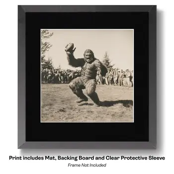 Bigfoot Training His Dog - Cryptids  8"x8" Artwork for 12"x12" Frame