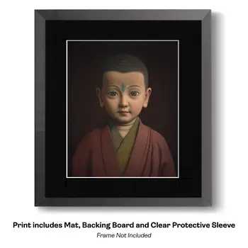 Buddha Boy - Zen Art for Meditation Home Decor Wall Art Prints – 8″x10″ Artwork – 11″x14″ Beveled Mat
