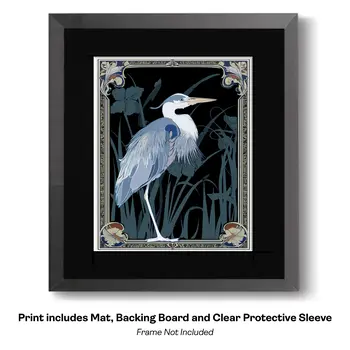 Art Nouveau Great Blue Heron 2 – 8″x10″ Artwork for 11″x14″ Frame