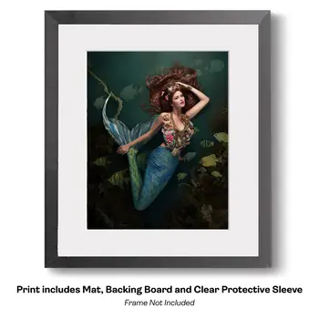 Mermaid Aqua Plunge Art Print - 8"x10" Artwork