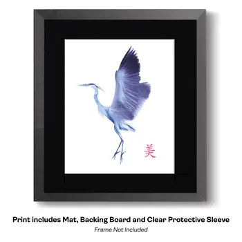 Art Nouveau Great Blue Heron 2 – 8″x10″ Artwork for 11″x14″ Frame