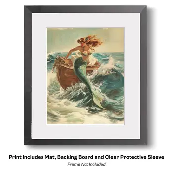 Mermaid Aqua Plunge Art Print - 8"x10" Artwork