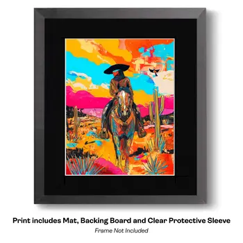 Spirit Twins - Turn Up the Volume; Southwestern Colorful Tones - 8"x10" Artwork for 11"x14" Frame