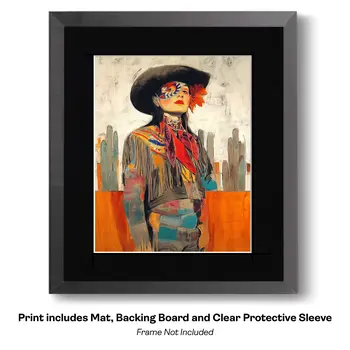 Spirit Twins - Turn Up the Volume; Southwestern Colorful Tones - 8"x10" Artwork for 11"x14" Frame