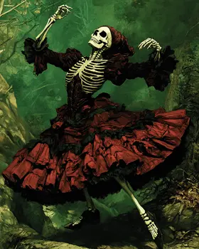 Goth Dancing Skeleton Art Prints - Gothic 8"x10" Artwork