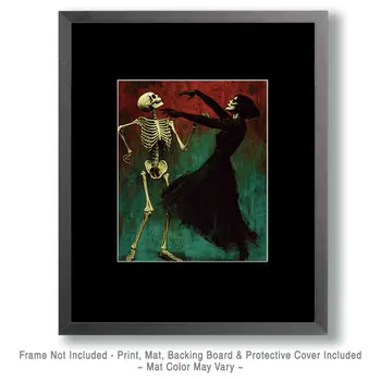Goth Witch & Skeleton  Dancing Art Prints - Gothic 8"x10" Artwork