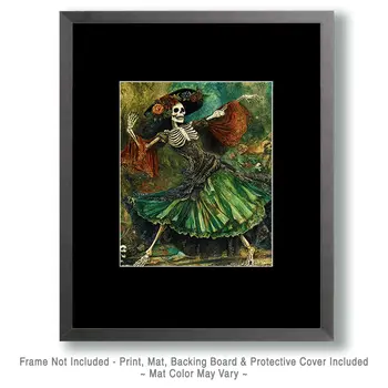 Goth Festive Dancing Skeleton Art Prints - Gothic 8"x10" Artwork