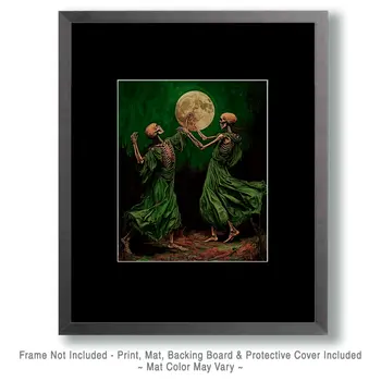 Goth Dancing Skeleton Pair Art Prints - Gothic 8"x10" Artwork