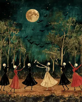 Coven of Goth Witch Skeletons Art Prints - Gothic 8"x10" Artwork