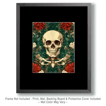 Goth Skull & Roses Art Prints - Gothic 8"x10" Artwork