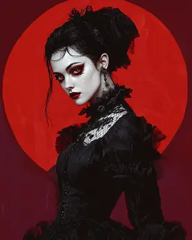 Goth Blood Moon Vampire - Gothic 8"x10" Artwork