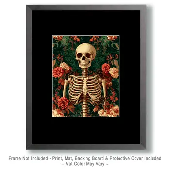 Goth Skeleton & Roses Art Prints - Gothic 8"x10" Artwork
