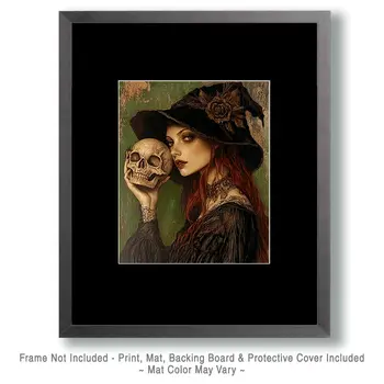 Goth Witch & Skull Art Prints - Gothic 8"x10" Artwork