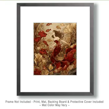 Nouveau Style Mermaid Coastal Art Print - 8"x10" Artwork
