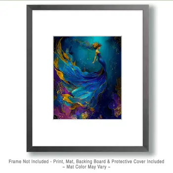 Flowing Memaid Coastal Art Print - 8"x10" Artwork