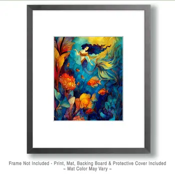 Tropical Mermaid Coastal Art Print - 8"x10" Artwork