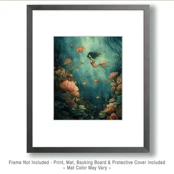 Wendy the Mermaid Coastal Art Print - 8"x10" Artwork
