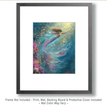 Pastel Mermaid Coastal Art Print - 8"x10" Artwork