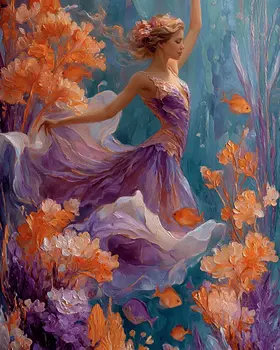 Mermaid Flourish Coastal Art Print - 8"x10" Artwork