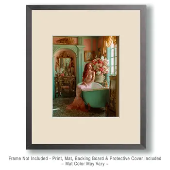 Mermaid in Parlor Coastal Art Print - 8"x10" Artwork