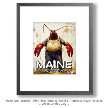 Lobsterman Maine Souvenir - Maine Souvenir Art Prints - 8"x10" Artwork
