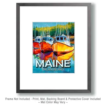Three Lobster Boats - Maine Souvenir Art Prints - 8"x10" Artwork