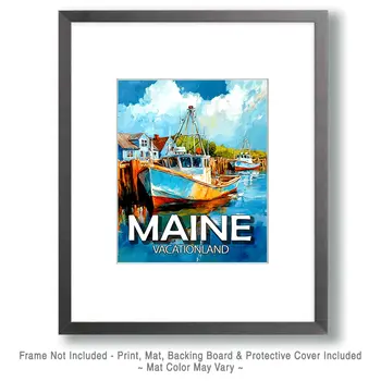 Lone Lobster Boat - Maine Souvenir Art Prints - 8"x10" Artwork