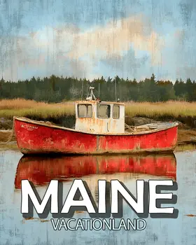 Serene Lobster Boat - Maine Souvenir Art Prints - 8"x10" Artwork