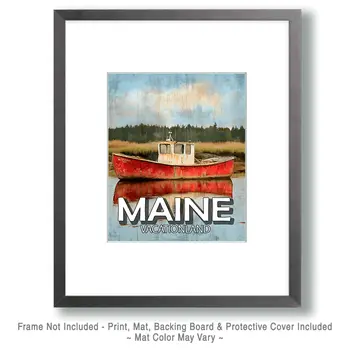 Serene Lobster Boat - Maine Souvenir Art Prints - 8"x10" Artwork